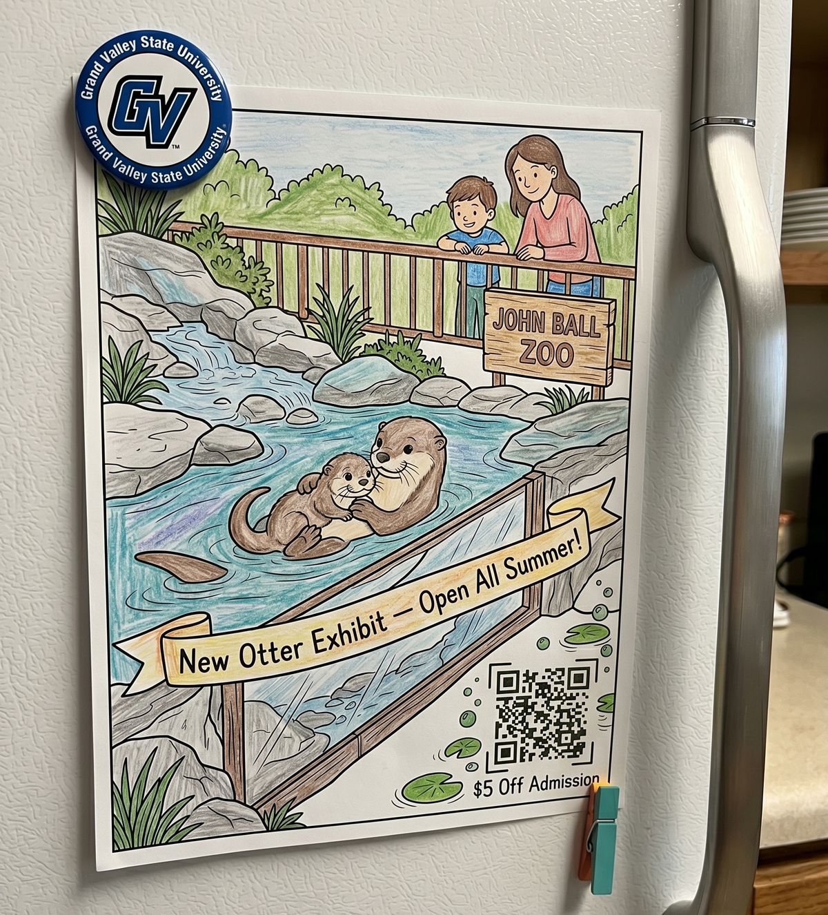 A finished page on a fridge